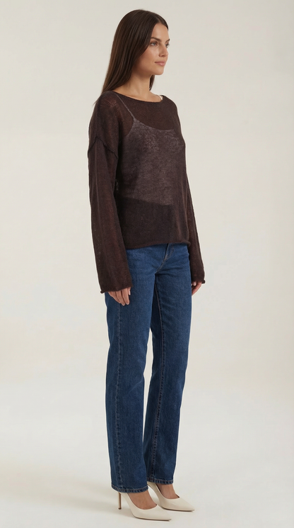 Top Donna Oversize Trasparente in Maglia