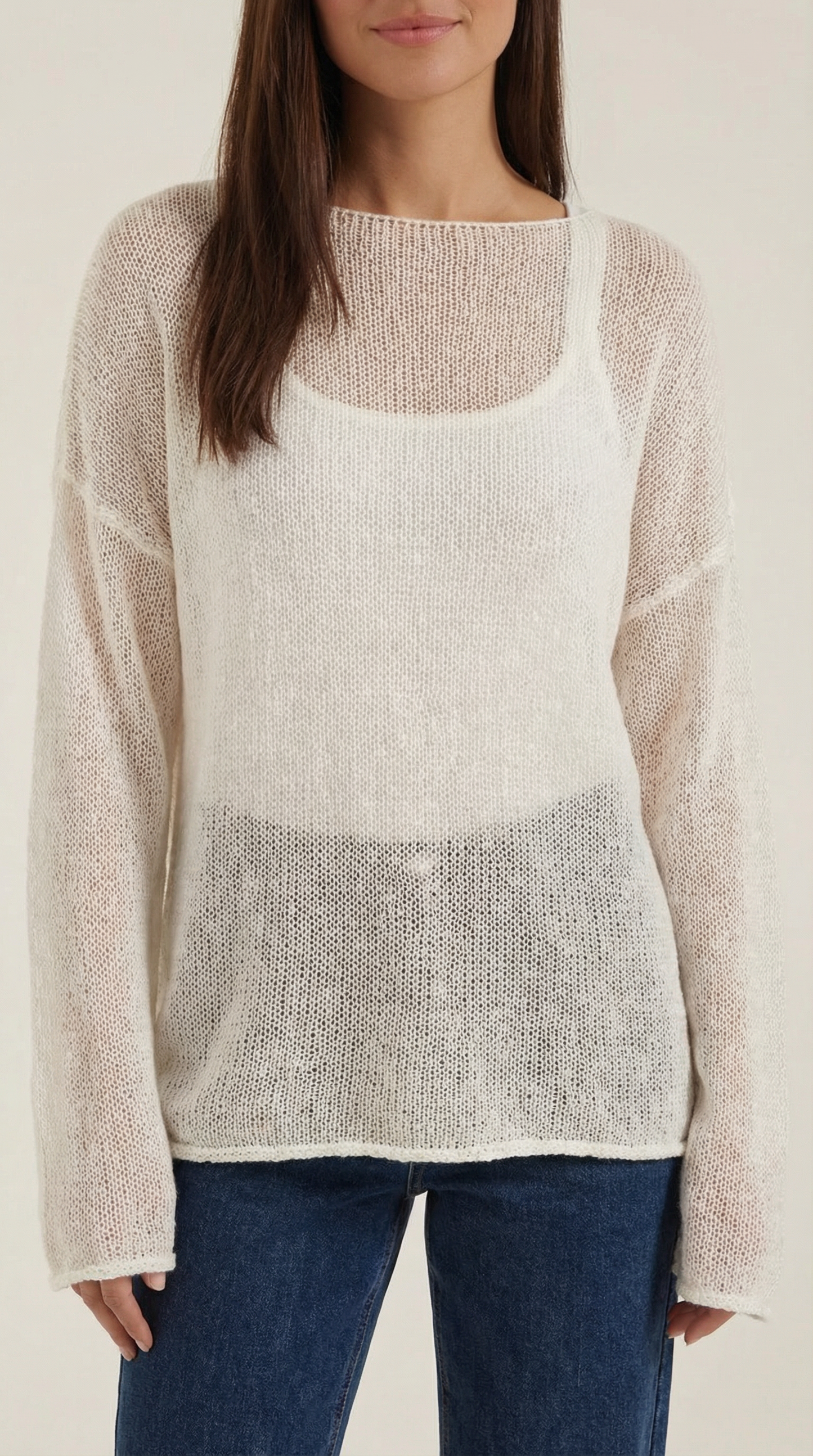 Top Donna Oversize Trasparente in Maglia