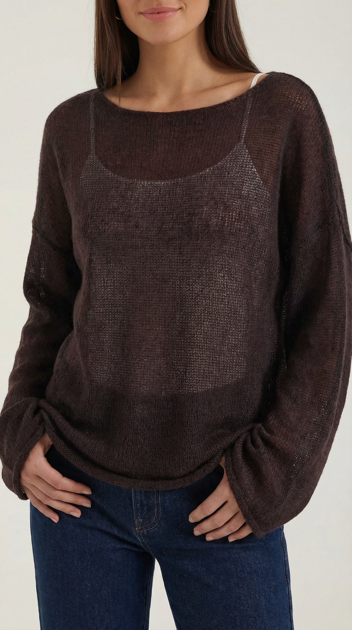 Top Donna Oversize Trasparente in Maglia