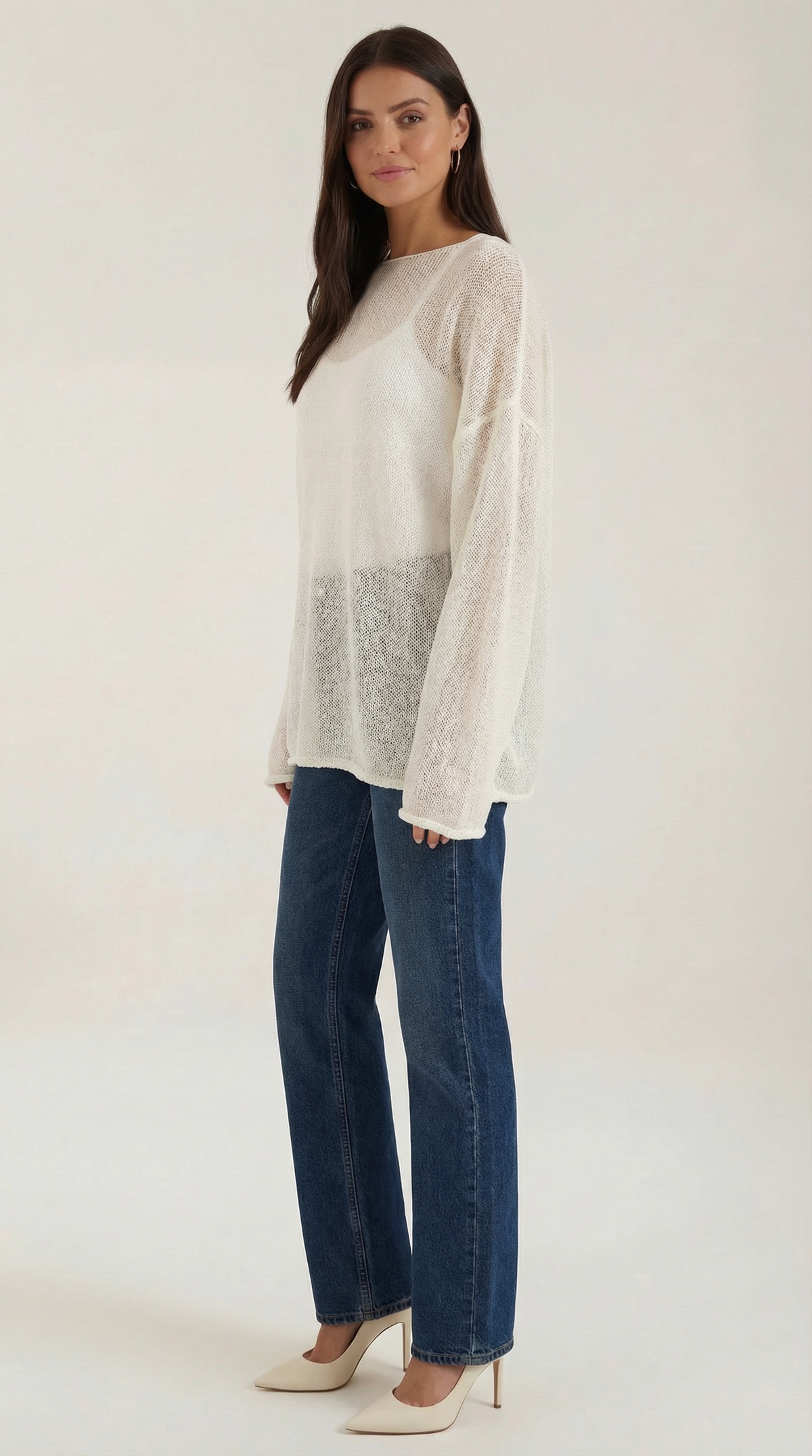 Top Donna Oversize Trasparente in Maglia