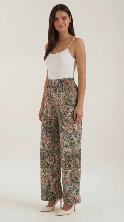 Pantaloni Donna Paisley a Gamba Ampia