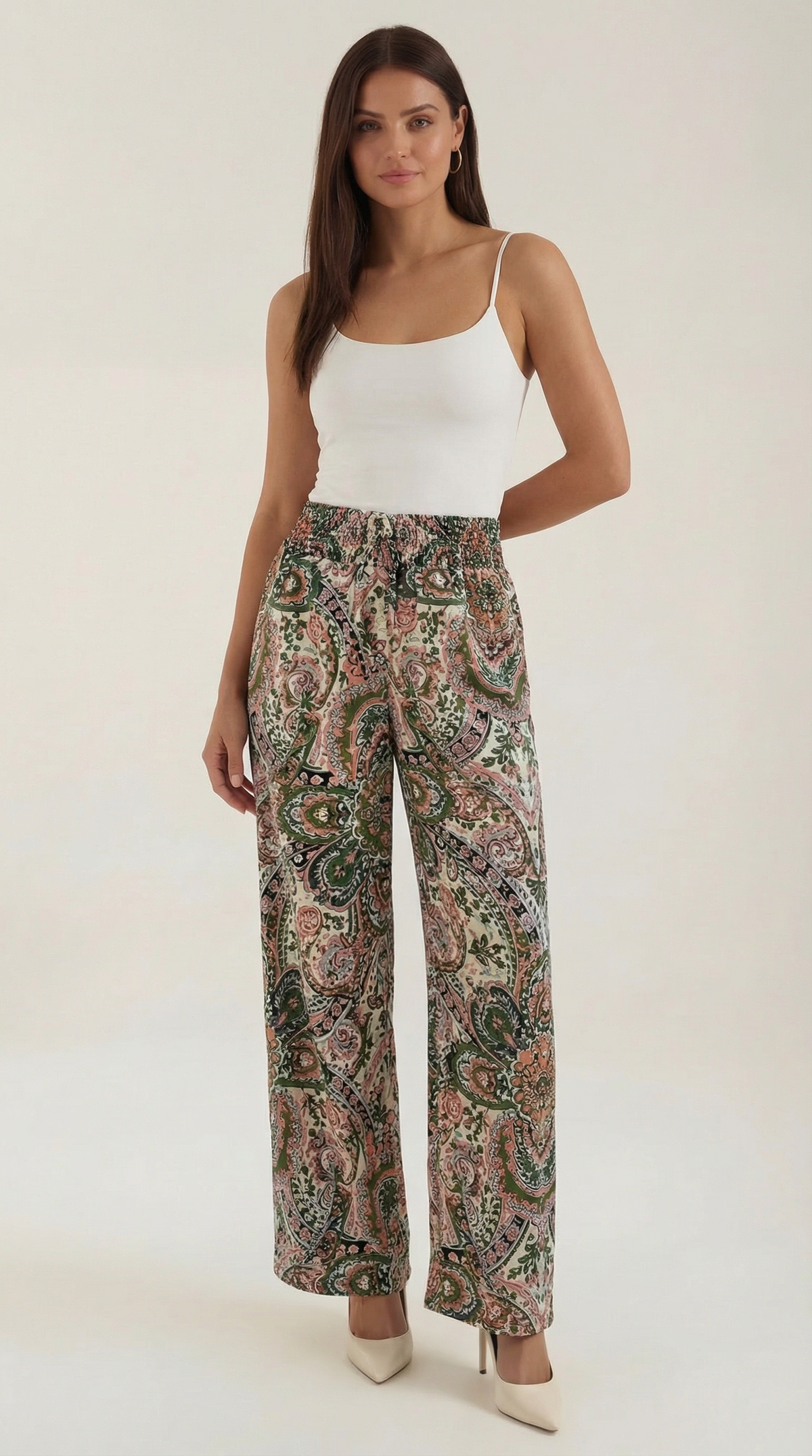 Pantaloni Donna Paisley a Gamba Ampia