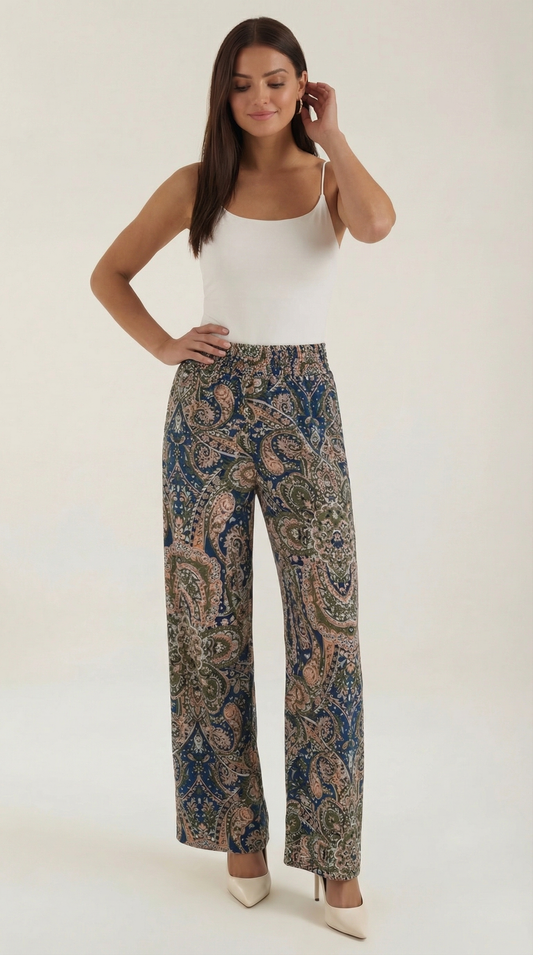 Pantaloni Donna Paisley a Gamba Ampia