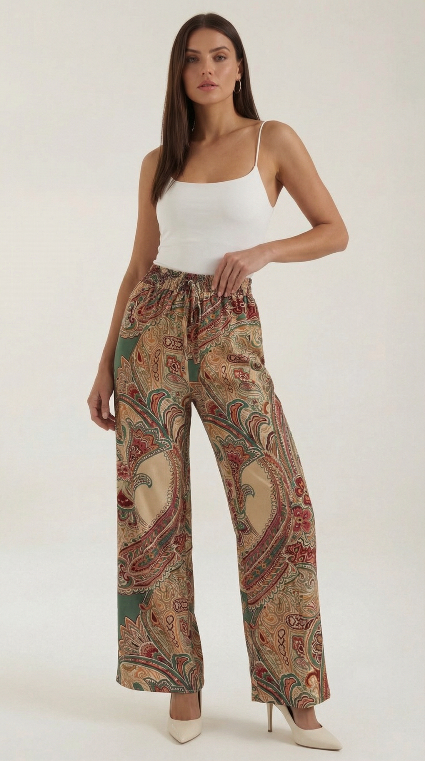 Pantaloni Donna Paisley a Gamba Ampia