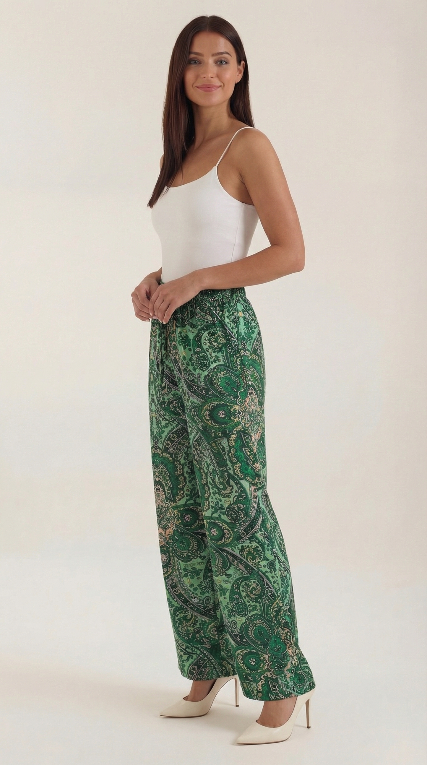 Pantaloni Donna Paisley a Gamba Ampia