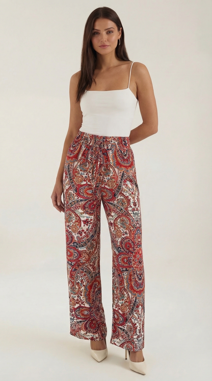 Pantaloni Donna Paisley a Gamba Ampia