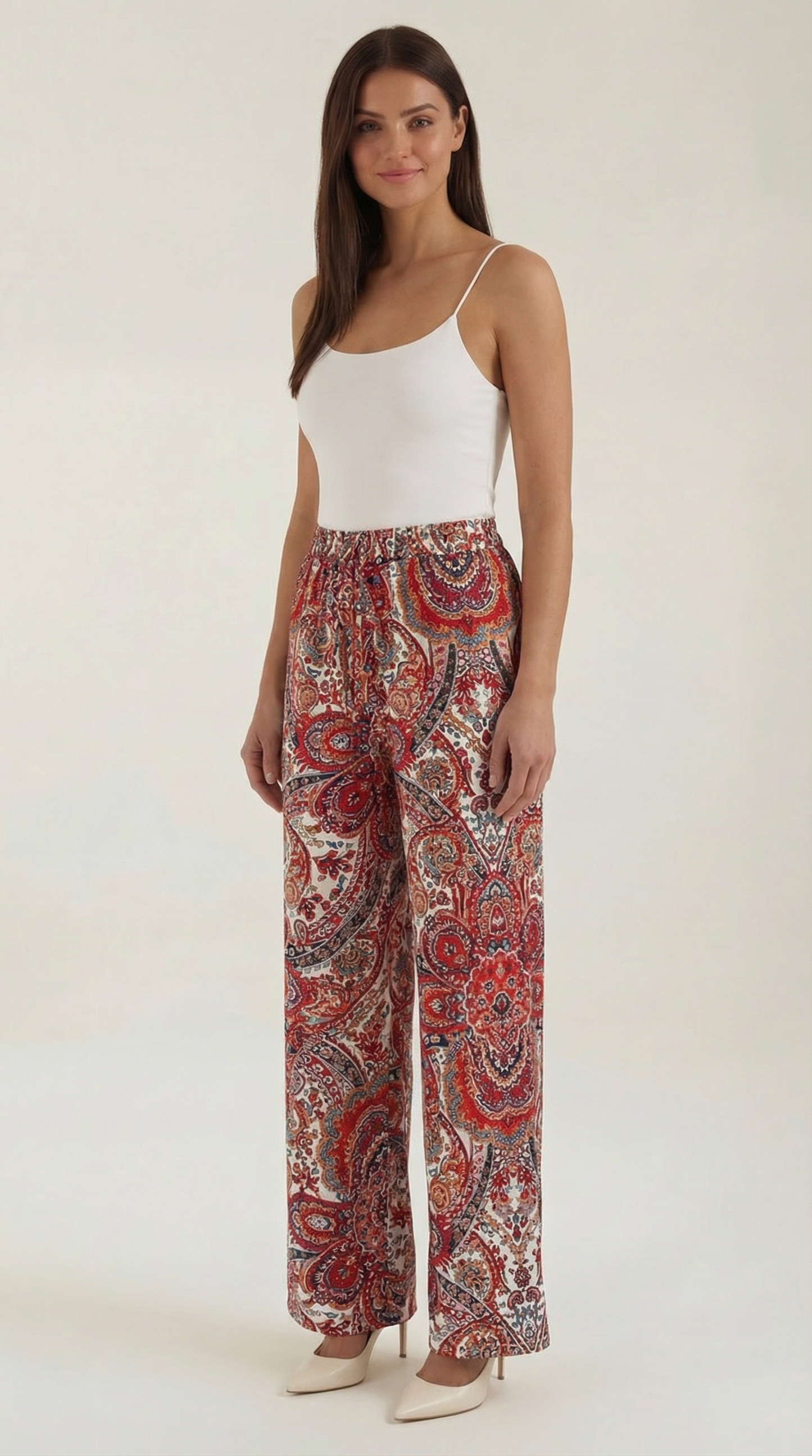Pantaloni Donna Paisley a Gamba Ampia