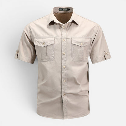 Camicia Safari Uomo Manica Corta Cotone Leggera con Tasche