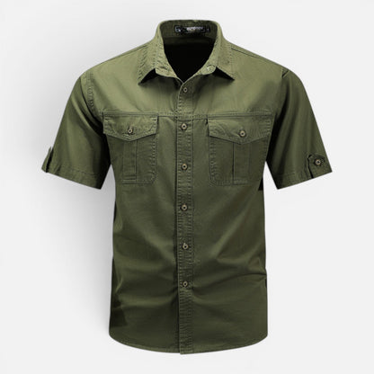 Camicia Safari Uomo Manica Corta Cotone Leggera con Tasche