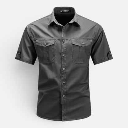 Camicia Safari Uomo Manica Corta Cotone Leggera con Tasche