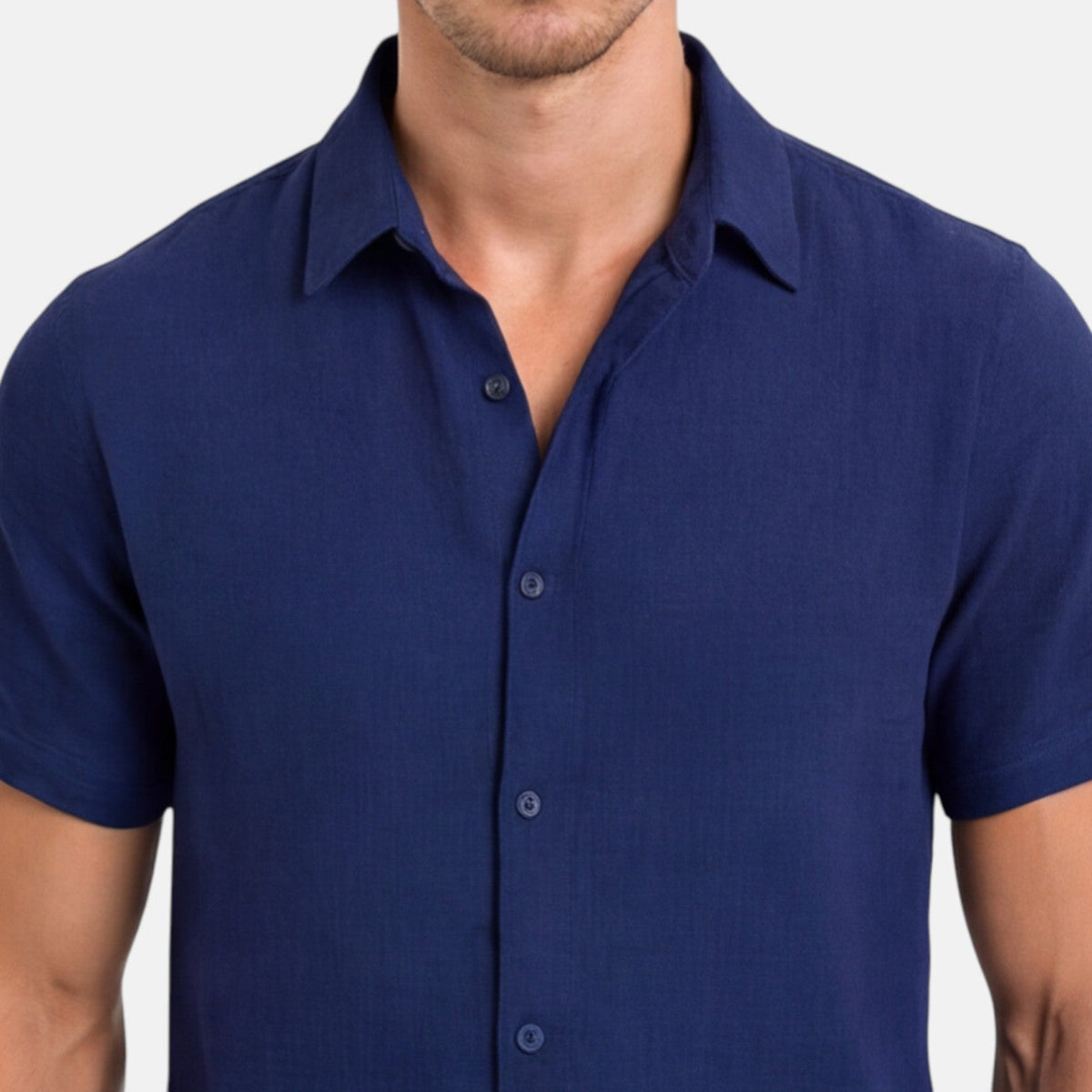 Camicia Lino Uomo Manica Corta Misto Cotone Traspirante Estiva