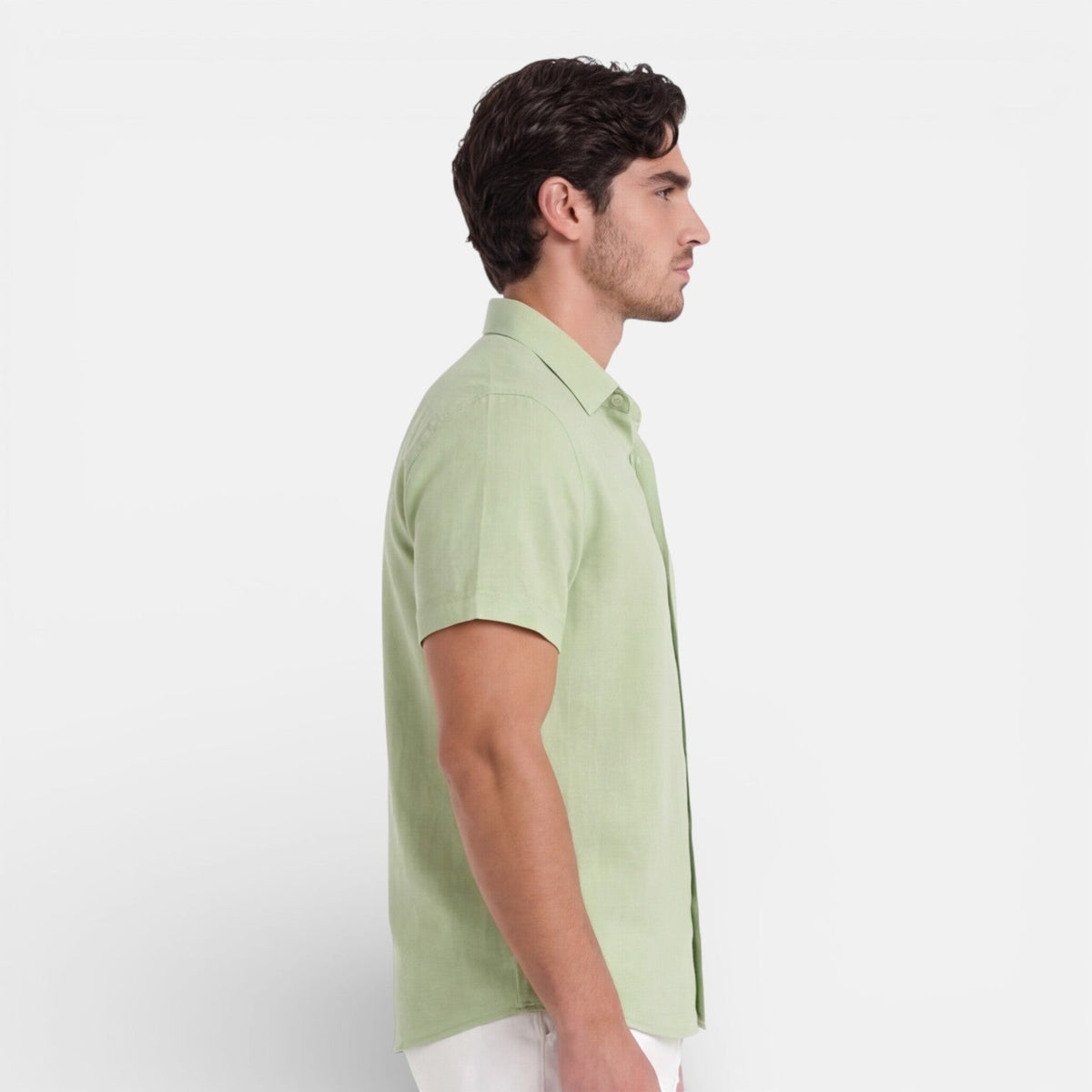 Camicia Lino Uomo Manica Corta Misto Cotone Traspirante Estiva