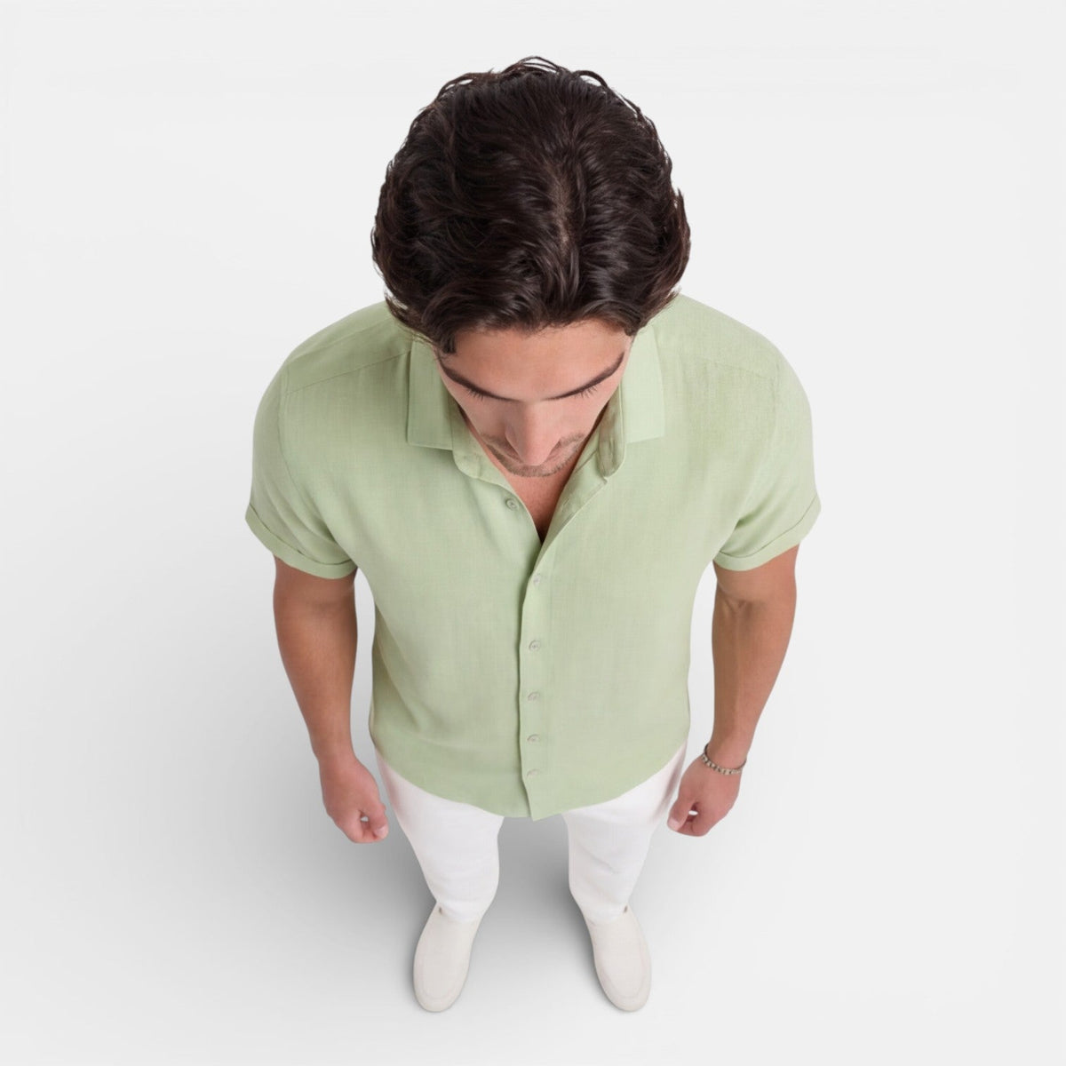 Camicia Lino Uomo Manica Corta Misto Cotone Traspirante Estiva