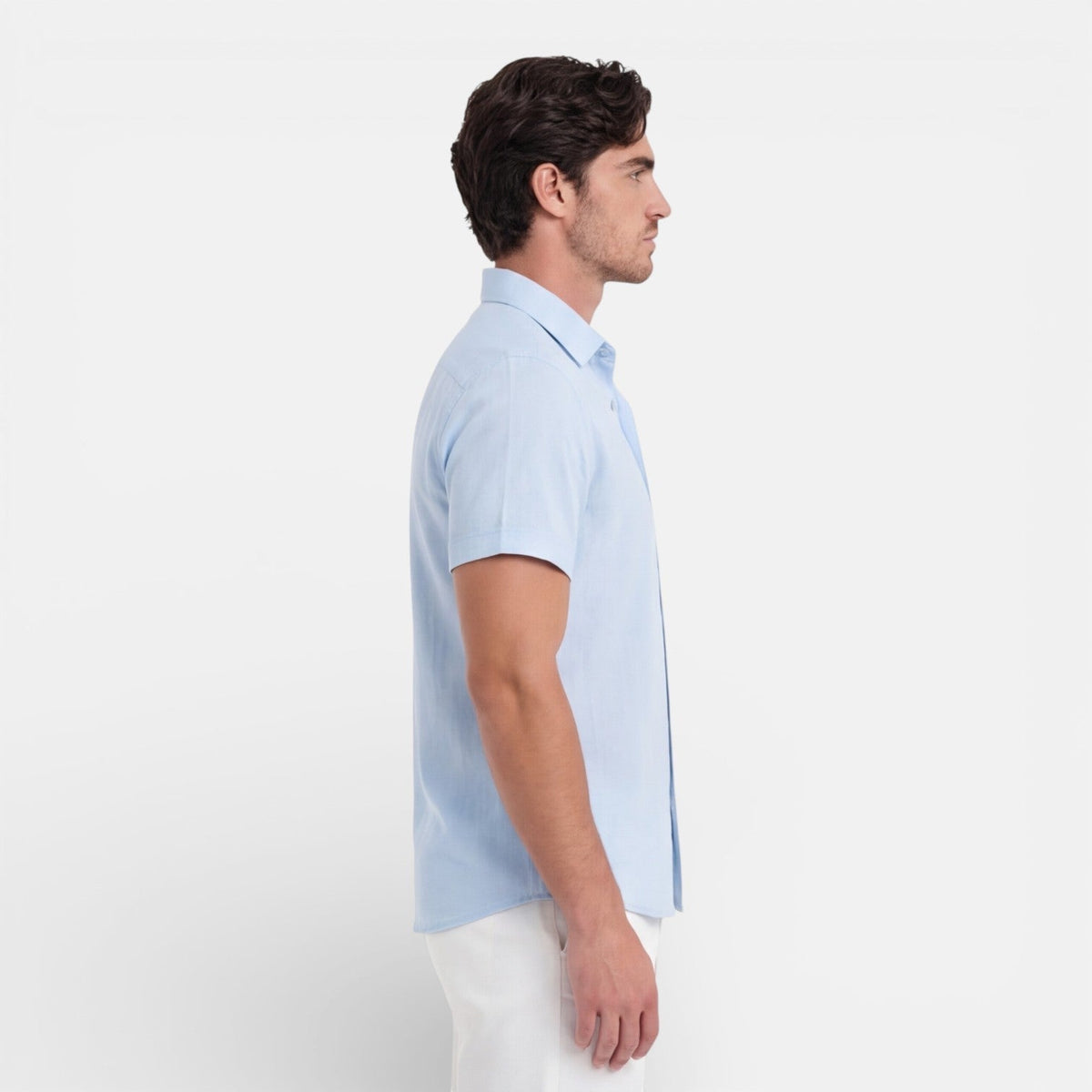 Camicia Lino Uomo Manica Corta Misto Cotone Traspirante Estiva