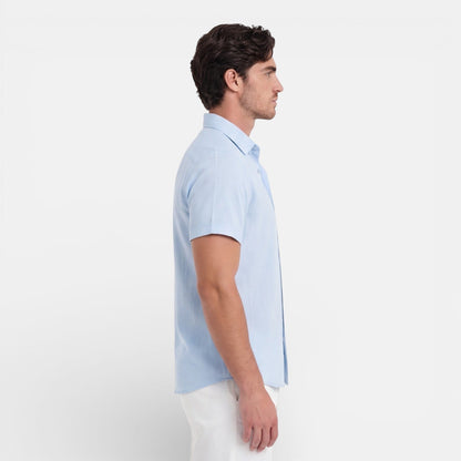 Camicia Lino Uomo Manica Corta Misto Cotone Traspirante Estiva