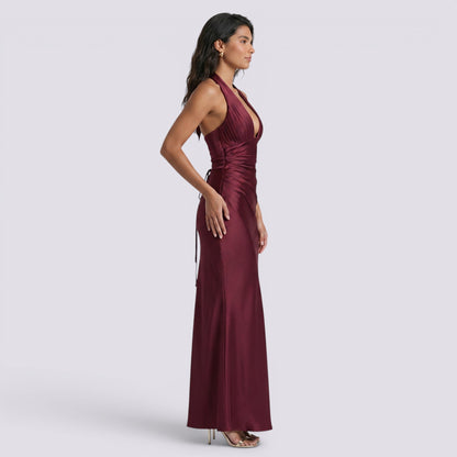 Abito Lungo Donna Halter Fluido