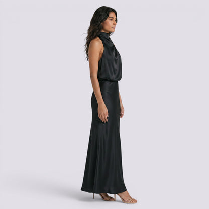 Abito Lungo Donna in Raso Fluido