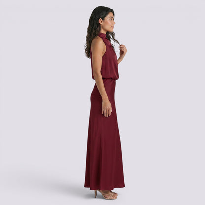 Abito Lungo Donna in Raso Fluido
