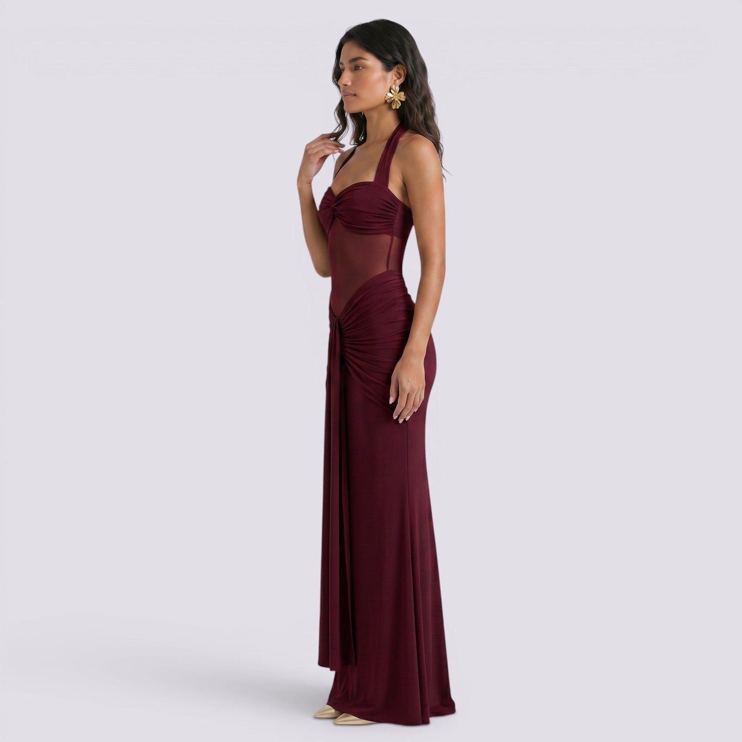 Abito Lungo Donna Halter con Schiena Aperta