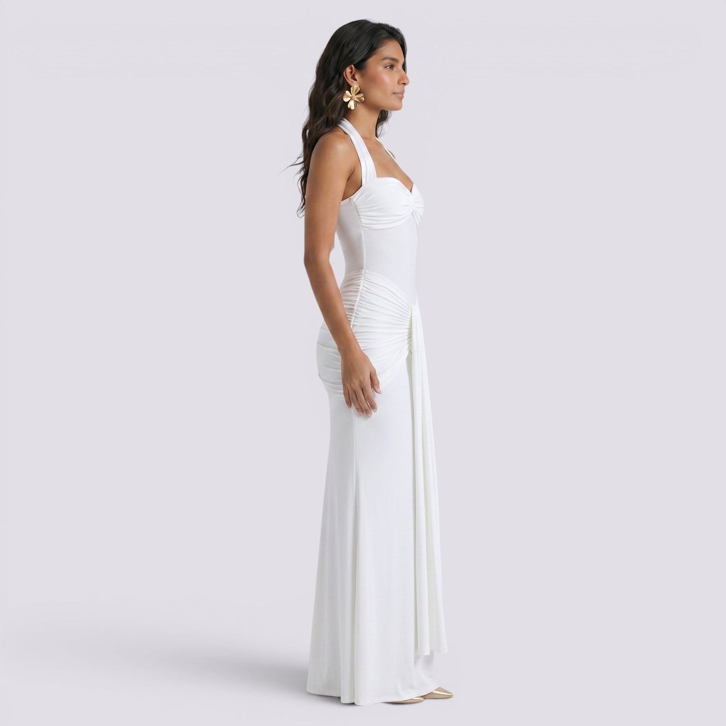 Abito Lungo Donna Halter con Schiena Aperta