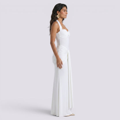 Abito Lungo Donna Halter con Schiena Aperta