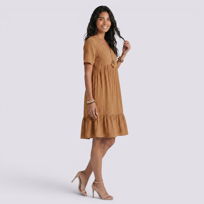 Abito Corto Donna Boho con Scollo a V