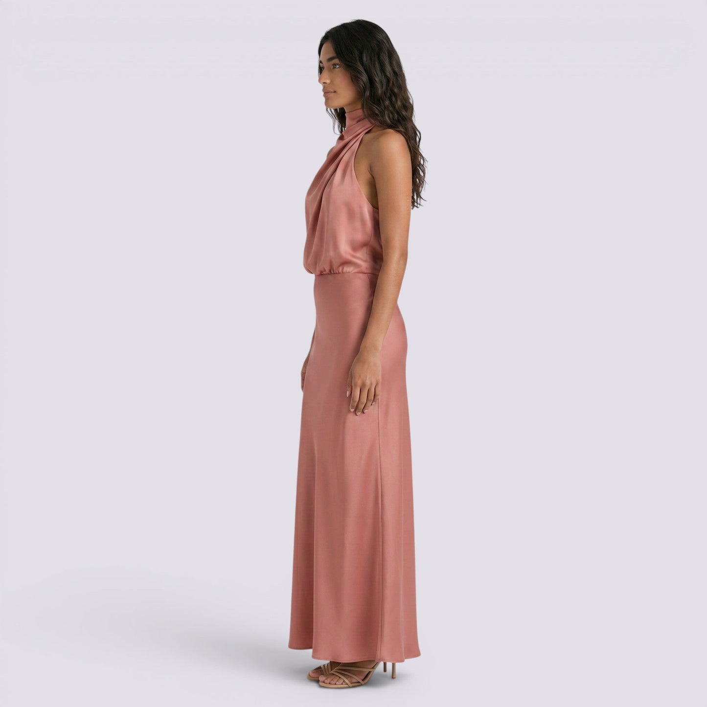 Abito Lungo Donna in Raso Fluido