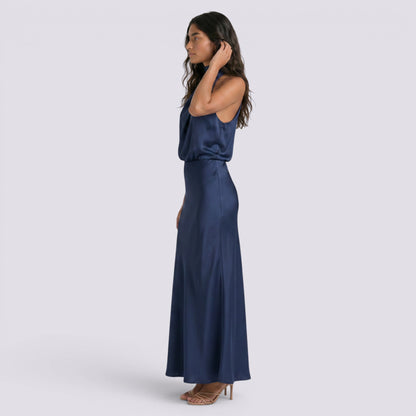 Abito Lungo Donna in Raso Fluido