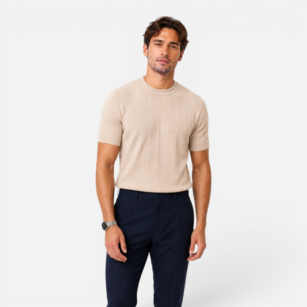 T-Shirt Uomo in Maglia Slim Fit Leggera Traspirante Estiva