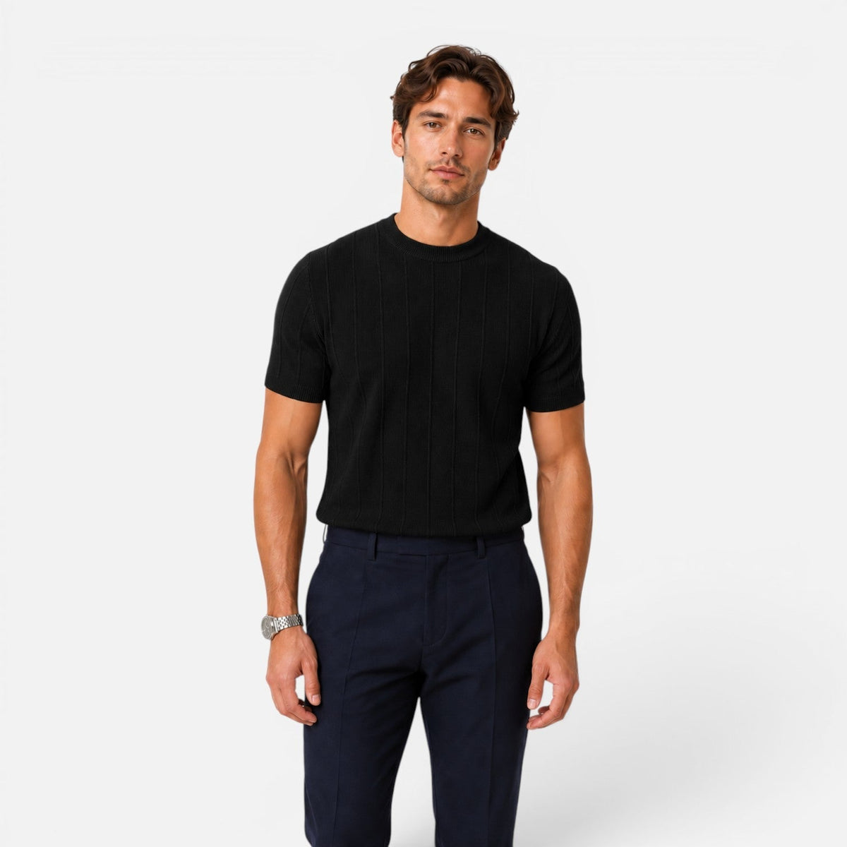T-Shirt Uomo in Maglia Slim Fit Leggera Traspirante Estiva