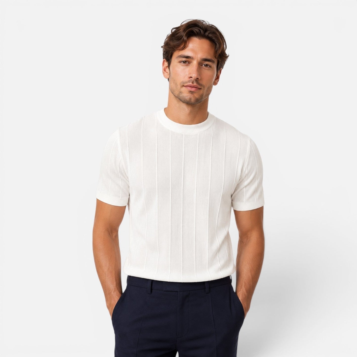 T-Shirt Uomo in Maglia Slim Fit Leggera Traspirante Estiva
