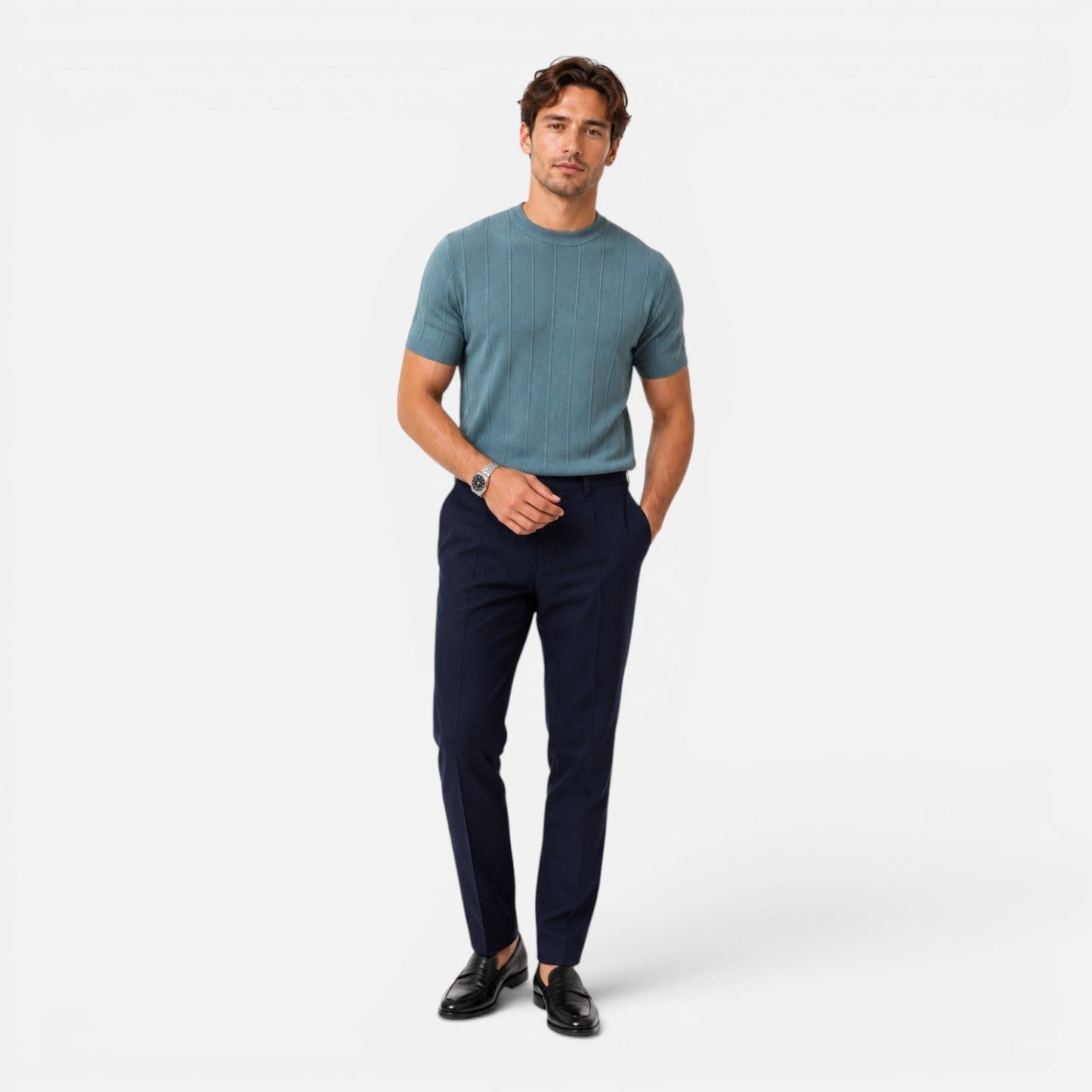 T-Shirt Uomo in Maglia Slim Fit Leggera Traspirante Estiva