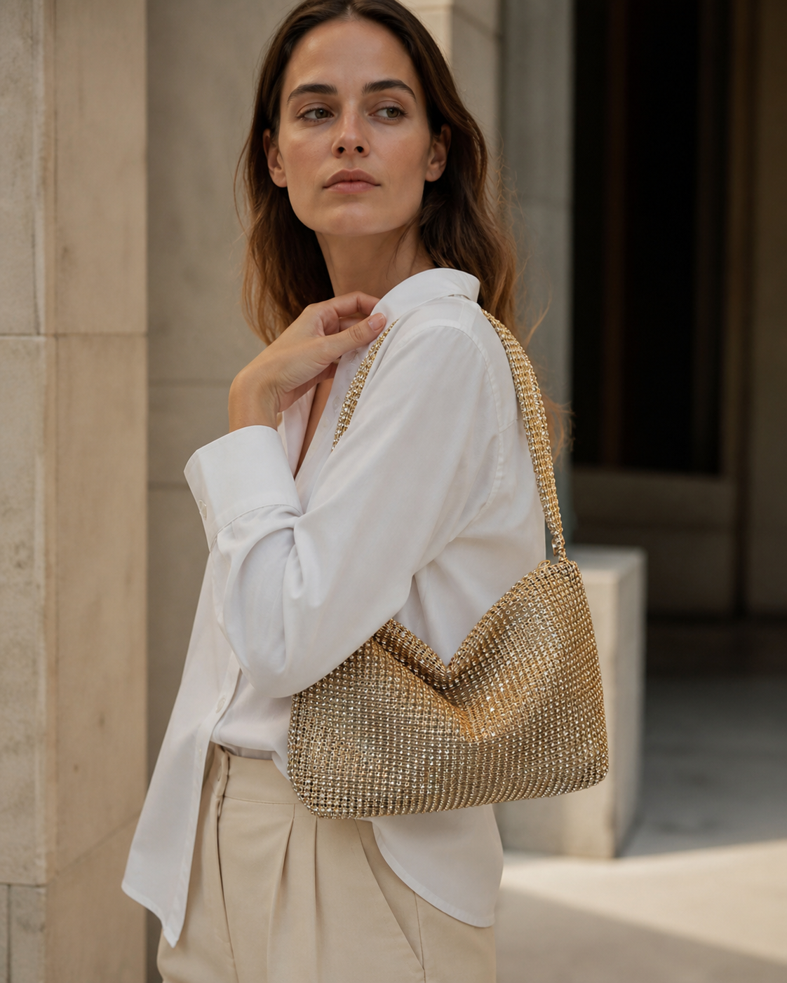 Borsa a Spalla Donna con Strass