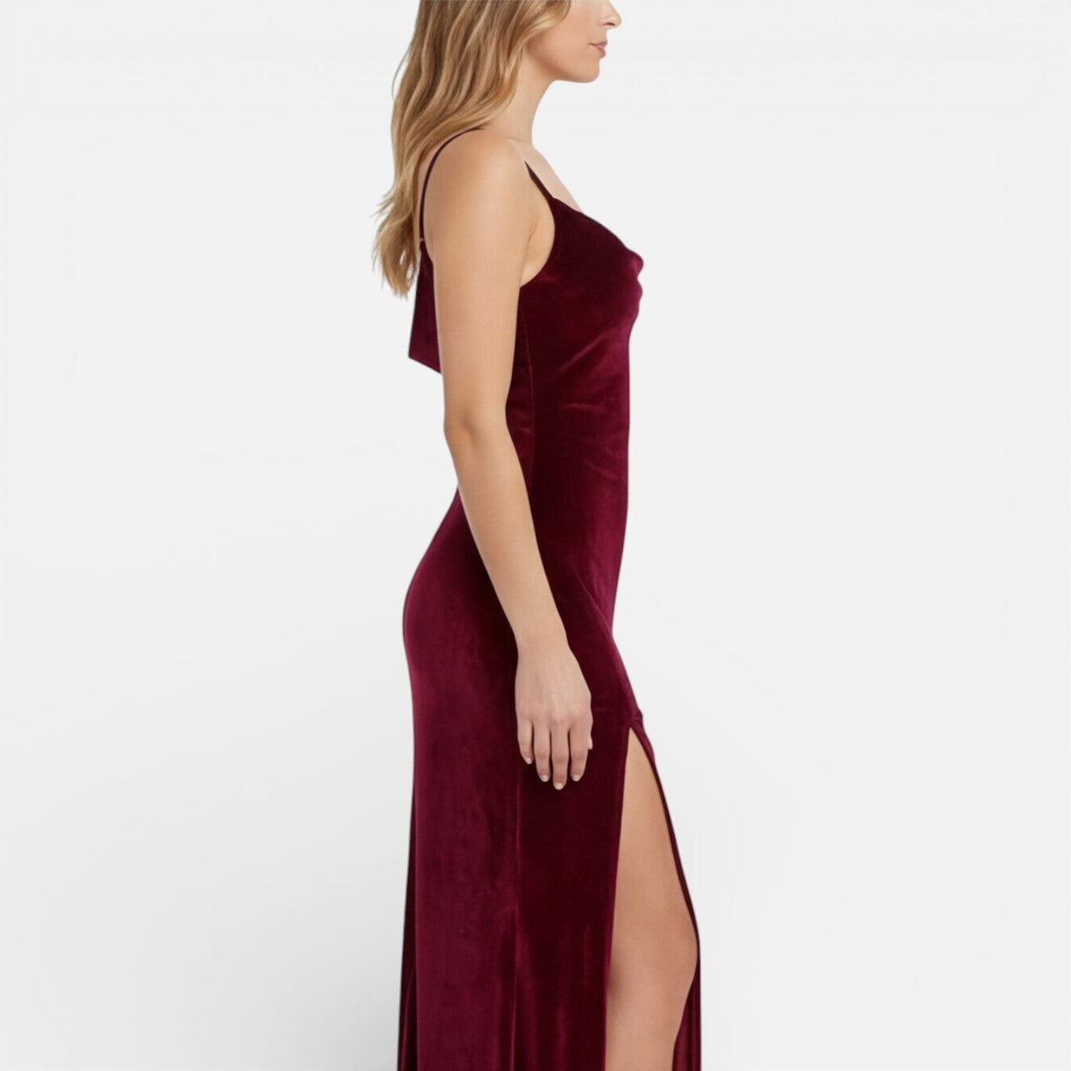 Abito Lungo Donna in Velluto con Spacco