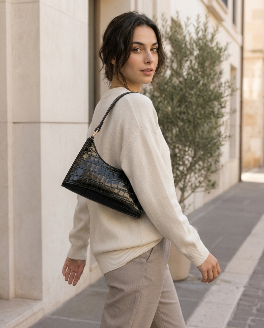 Borsa a Spalla Donna Effetto Cocco