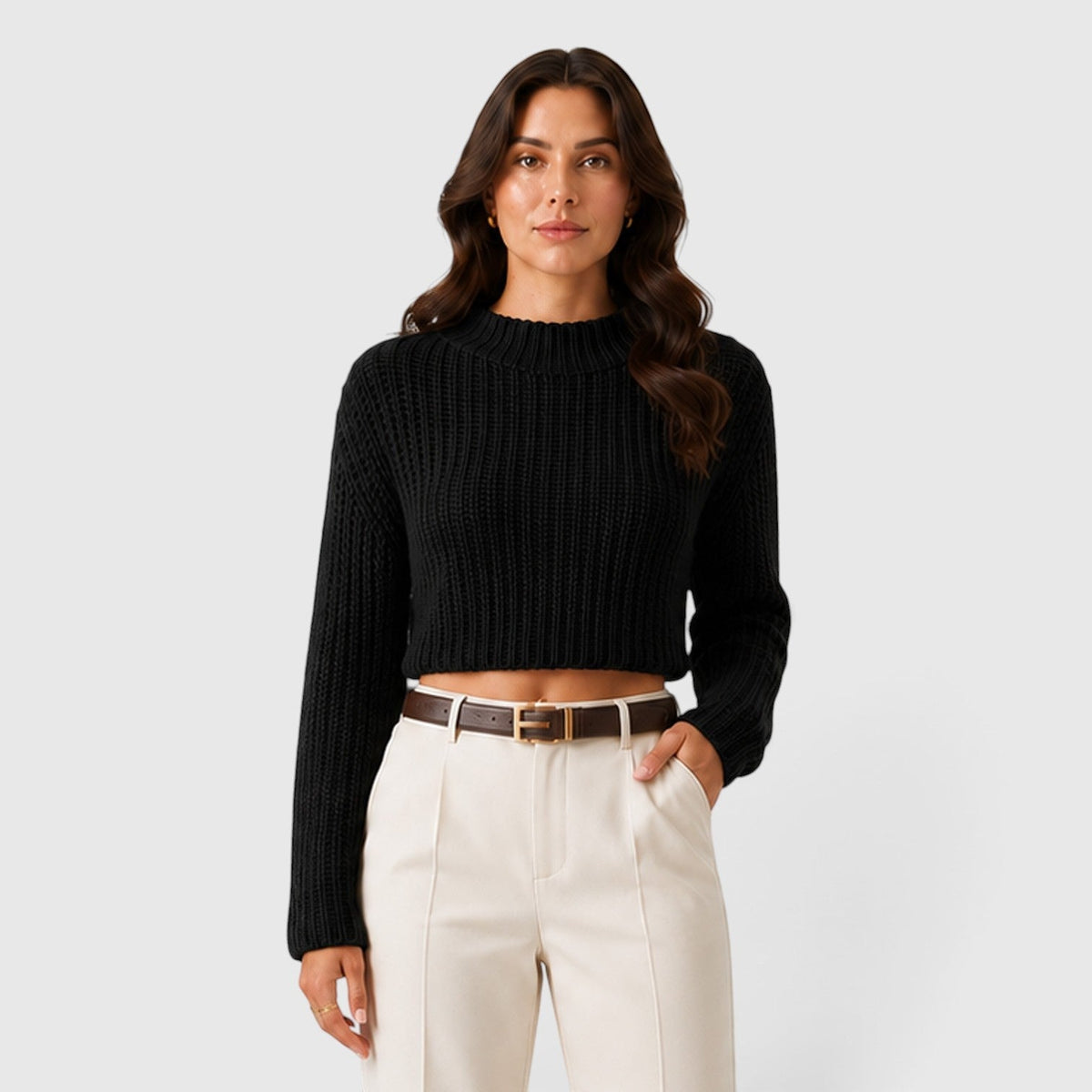 Maglione Crop Donna con Maniche a Campana