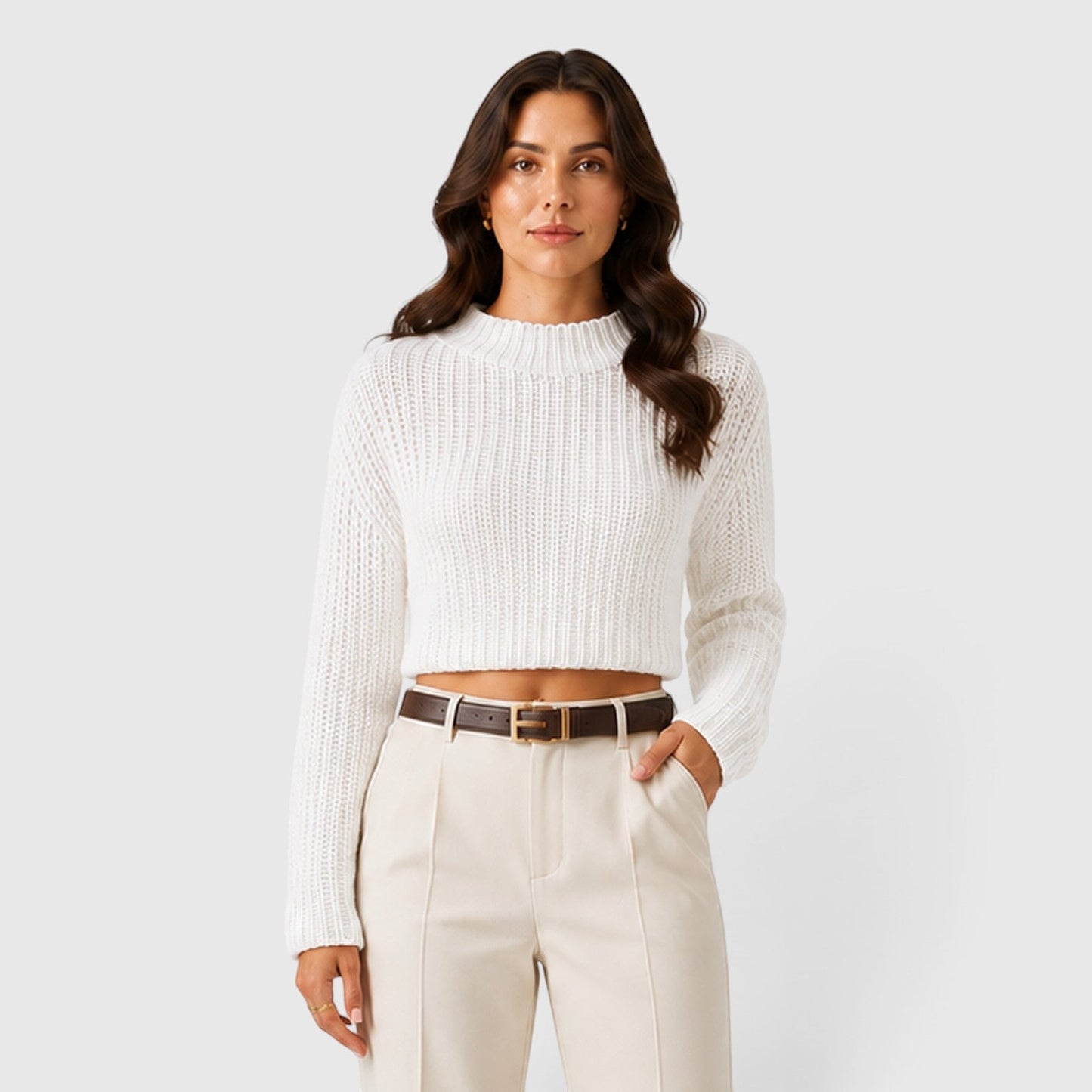 Maglione Crop Donna con Maniche a Campana