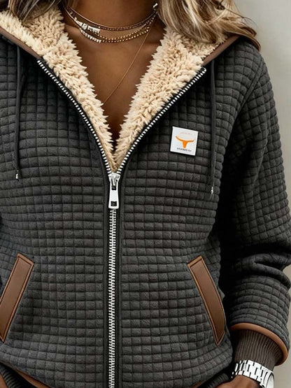 Sandra | Giacca con Cappuccio Trapuntata e Zip con Fodera Sherpa