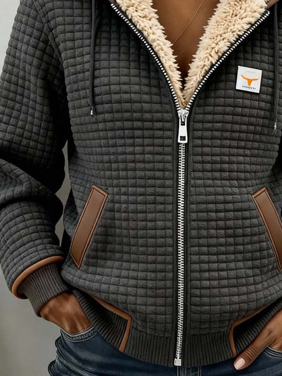 Sandra | Giacca con Cappuccio Trapuntata e Zip con Fodera Sherpa